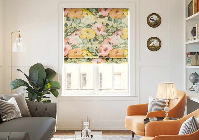 Amelia Faux Silk, Honeydew - Motorised Roman Blind - Image 3